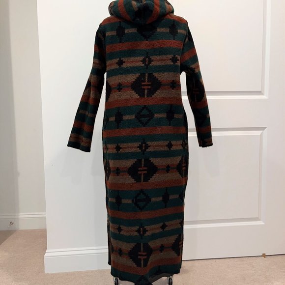 Woolrich Reversible Hooded Wool Blanket Coat Southwest Pattern Coat Women M - Picture 2 of 7
